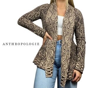 Anthropologie Moth The Eyes Have It Open Abstract Cardigan - Brown - Size Small